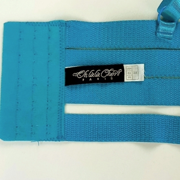 Oh la la Cheri Paris Turquoise "Michella Bondage Bra" Size 2X - Picture 7 of 13